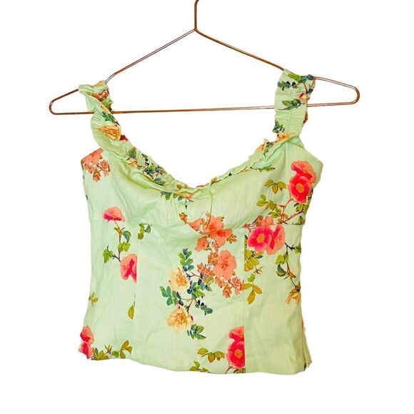 NWT Revolve Lovers & Friends Green Floral Crop Top XXS - Picture 1 of 5